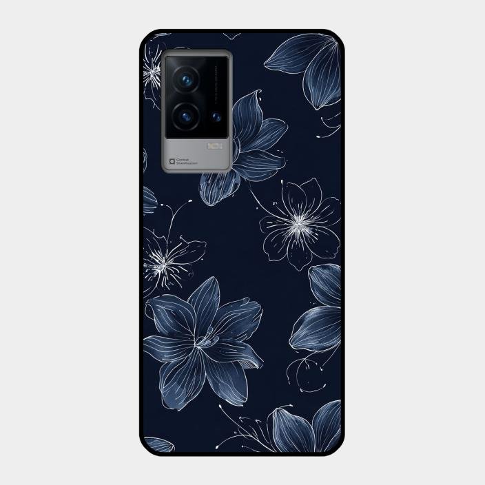 Blue Blossom Kindle Glass Phone Cover For Iqoo 9 5G