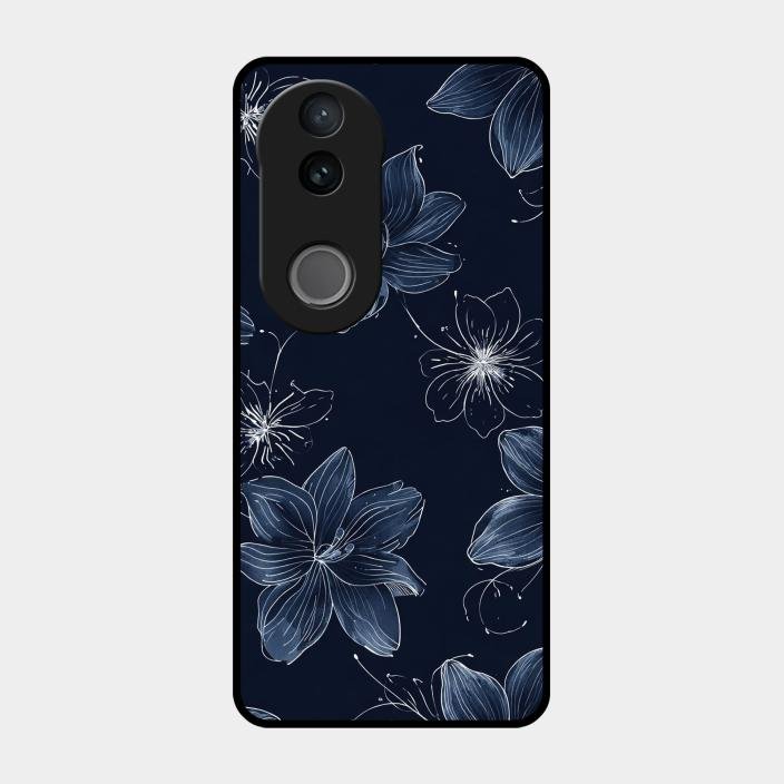 Blue Blossom Kindle Glass Phone Cover For Iqoo Z10R