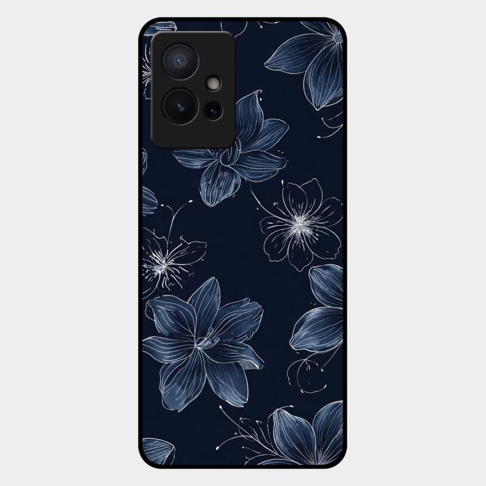 Blue Blossom Kindle Glass Phone Cover For Iqoo Z6 5G