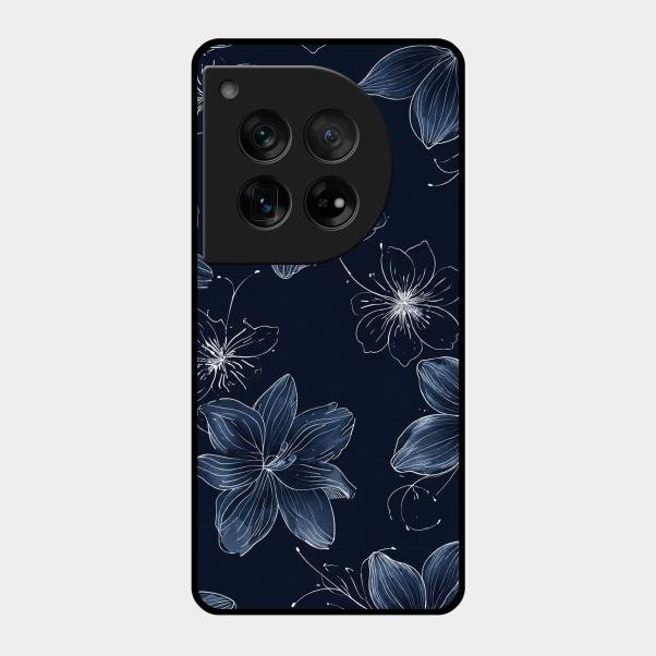 Blue Blossom Kindle Glass Phone Cover For Oneplus 12 5G