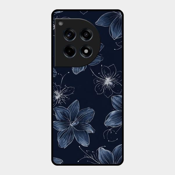 Blue Blossom Kindle Glass Phone Cover For Oneplus 12R 5G
