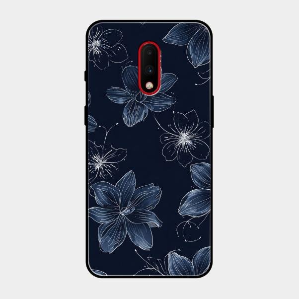 Blue Blossom Kindle Glass Phone Cover For Oneplus 7