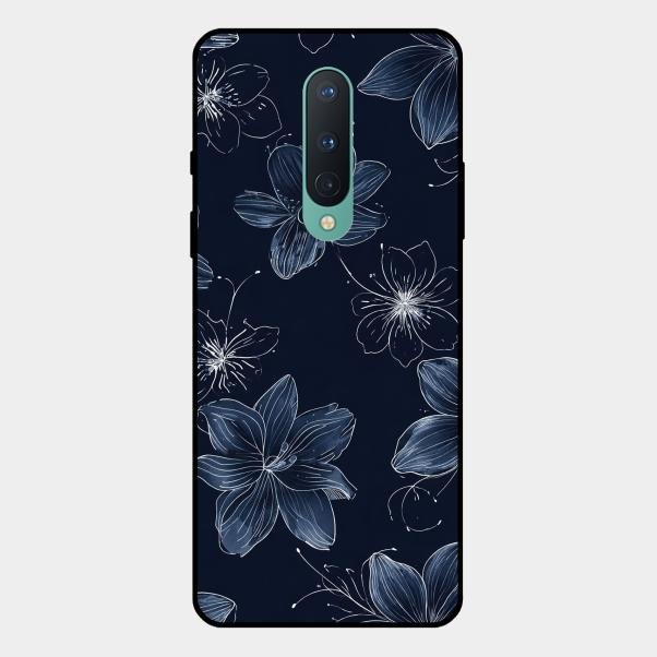 Blue Blossom Kindle Glass Phone Cover For Oneplus 8