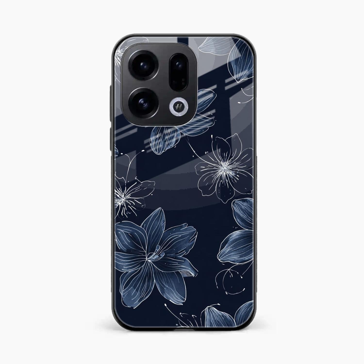 Blue Blossom Kindle Glass Phone Cover For Oppo Find X9 5G