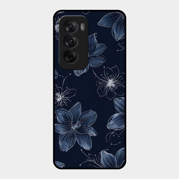 Blue Blossom Kindle Glass Phone Cover For Oppo Reno 12 5G