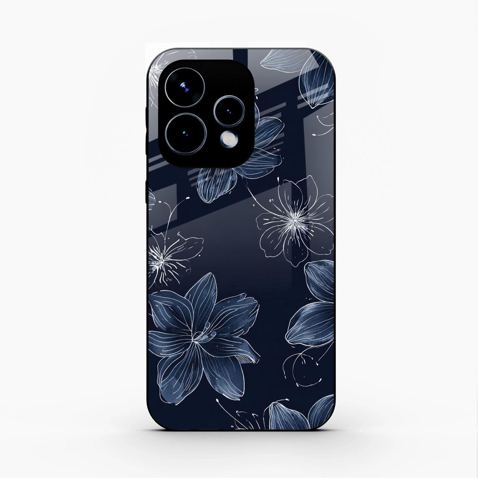 Blue Blossom Kindle Glass Phone Cover For Oppo Reno 15 5G