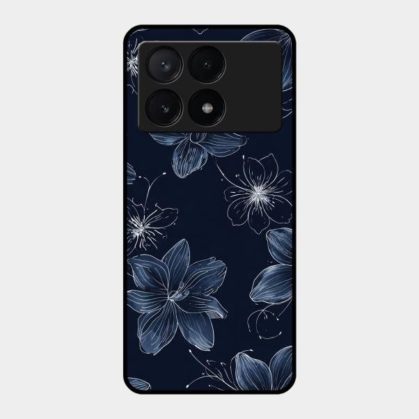 Blue Blossom Kindle Glass Phone Cover For Poco X6 Pro 5G