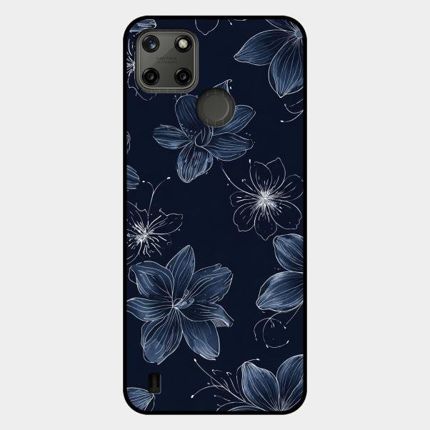 Blue Blossom Kindle Glass Phone Cover For Realme C25Y