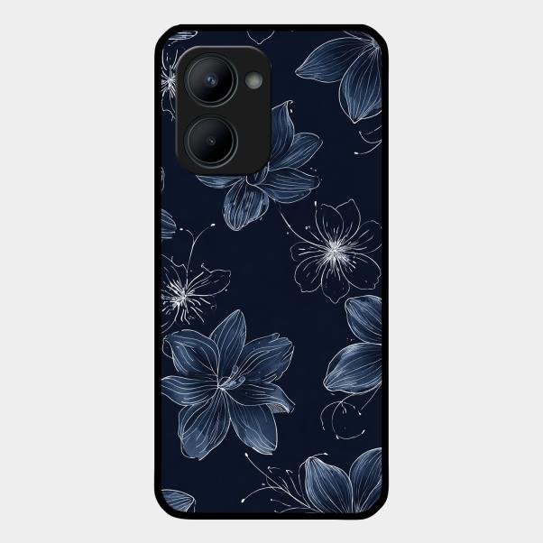 Blue Blossom Kindle Glass Phone Cover For Realme C33 2023
