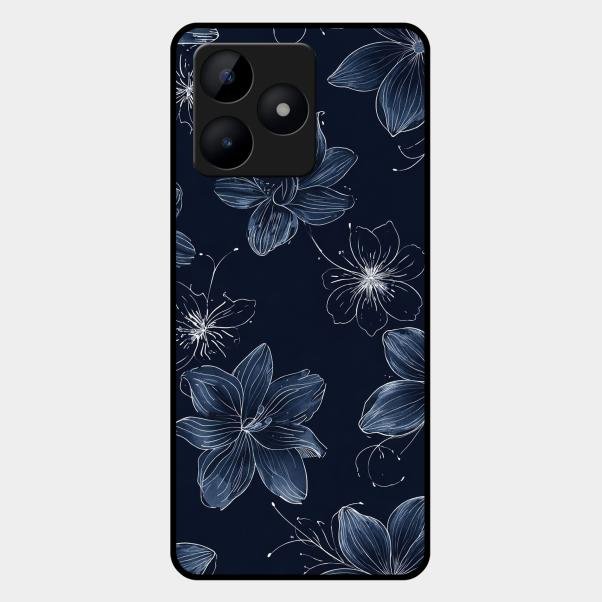 Blue Blossom Kindle Glass Phone Cover For Realme C53