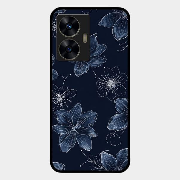 Blue Blossom Kindle Glass Phone Cover For Realme C55