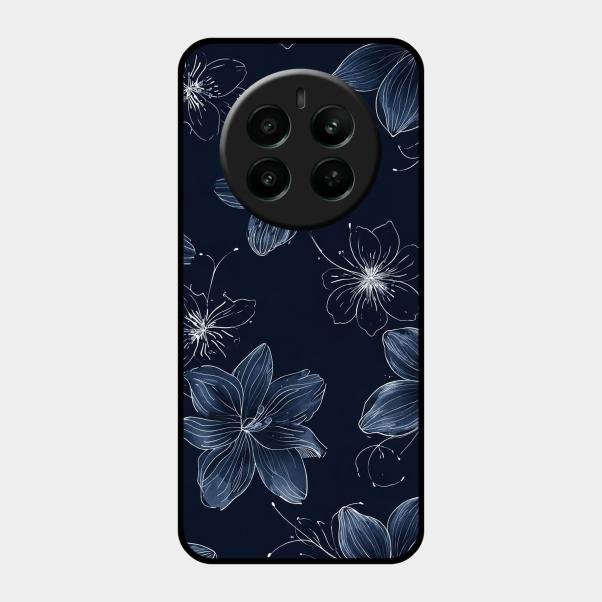 Blue Blossom Kindle Glass Phone Cover For Realme Narzo 70 5G