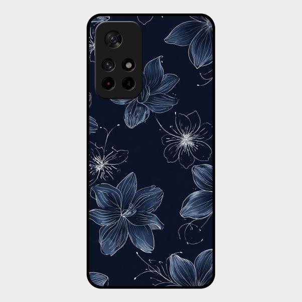 Blue Blossom Kindle Glass Phone Cover For Redmi Note 11T 5G