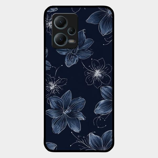 Blue Blossom Kindle Glass Phone Cover For Redmi Note 12 5G