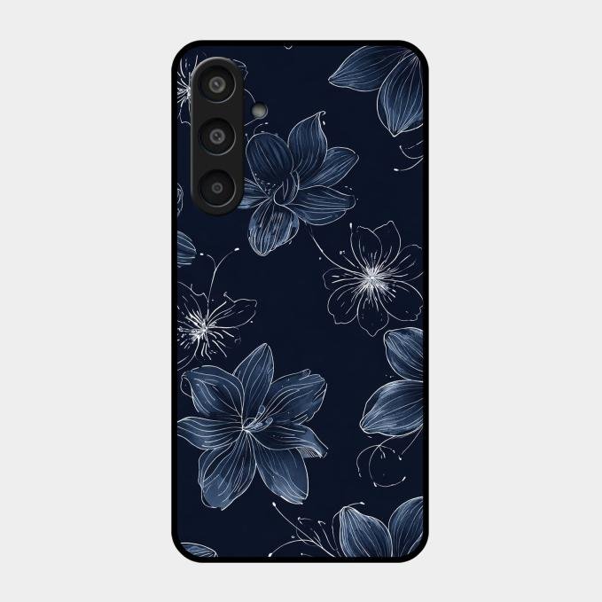 Blue Blossom Kindle Glass Phone Cover For Samsung Galaxy M35 5G