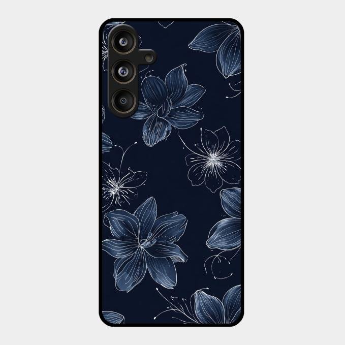 Blue Blossom Kindle Glass Phone Cover For Samsung Galaxy M55 5G