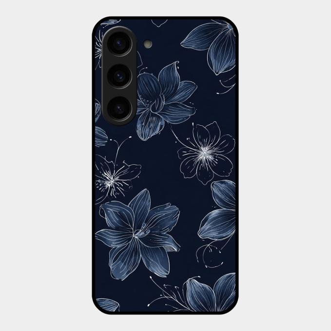 Blue Blossom Kindle Glass Phone Cover For Samsung Galaxy S23 5G