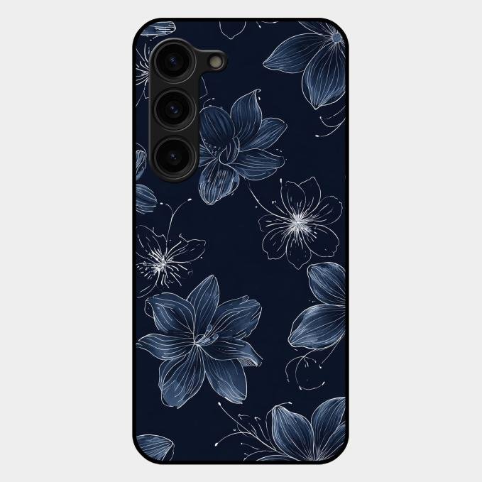 Blue Blossom Kindle Glass Phone Cover For Samsung Galaxy S23 Plus 5G