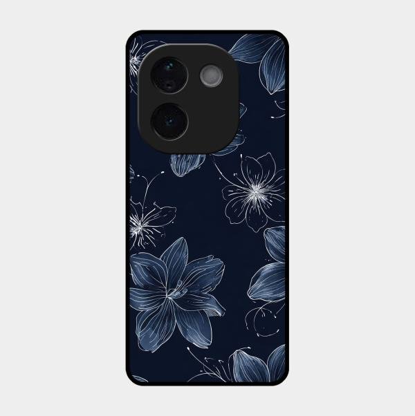 Blue Blossom Kindle Glass Phone Cover For Vivo T3 Pro 5G