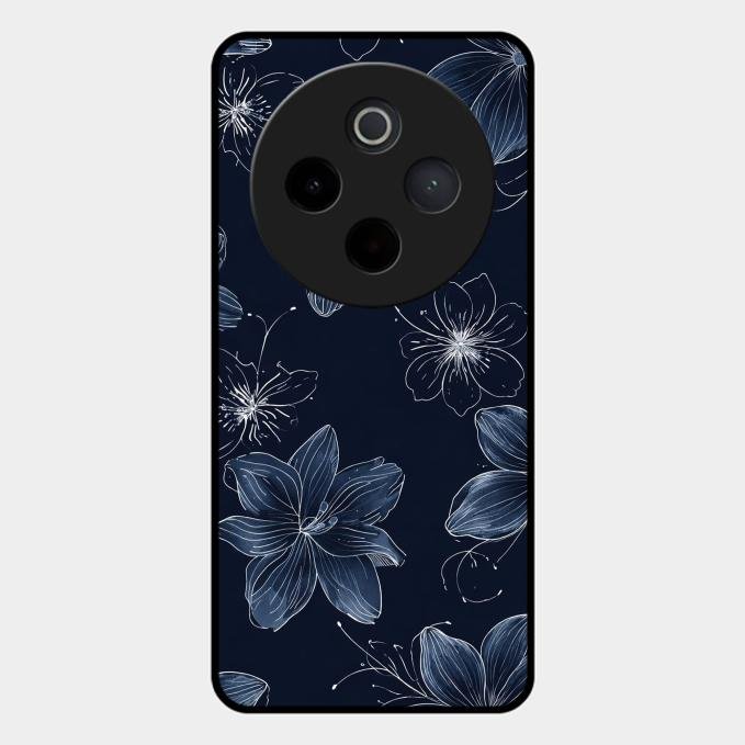 Blue Blossom Kindle Glass Phone Cover For Vivo T4 5G