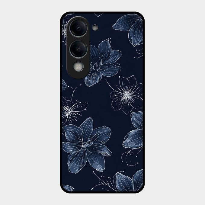 Blue Blossom Kindle Glass Phone Cover For Vivo T4 Lite 5G