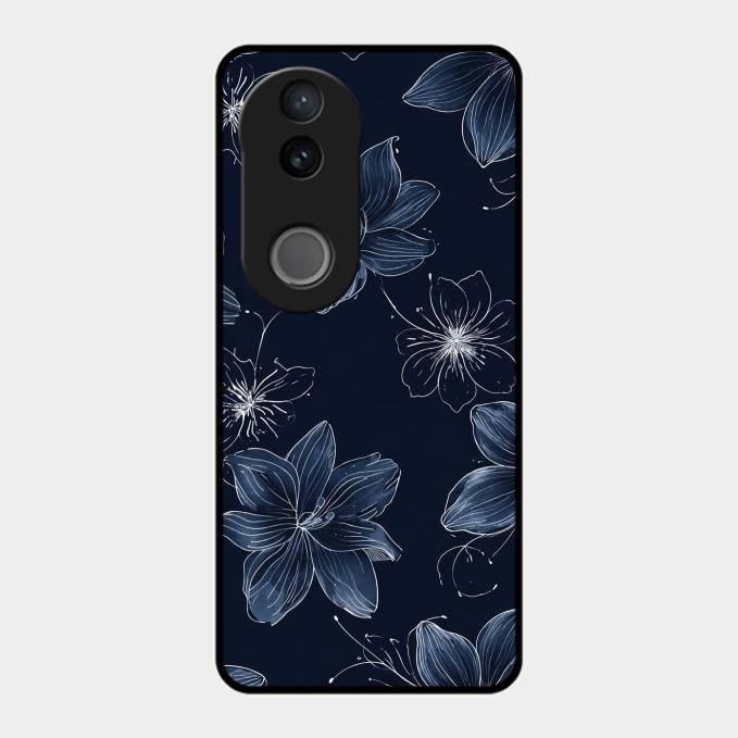 Blue Blossom Kindle Glass Phone Cover For Vivo T4R 5G