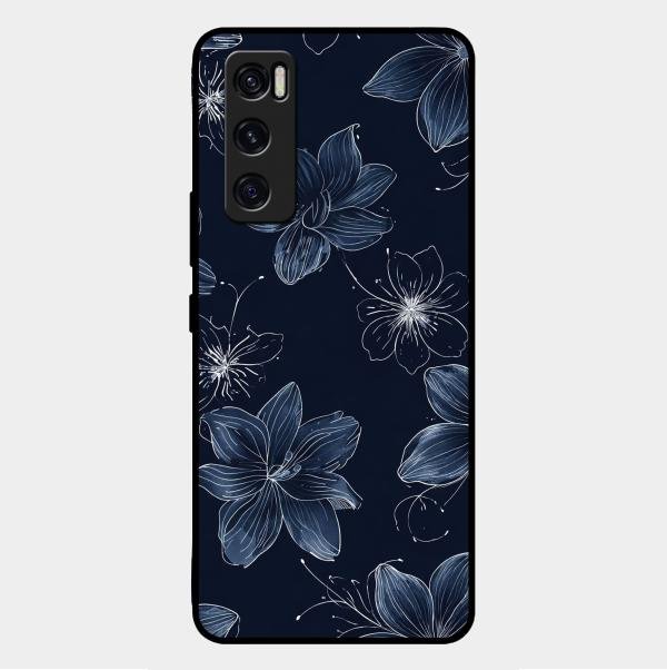 Blue Blossom Kindle Glass Phone Cover For Vivo V20 Se