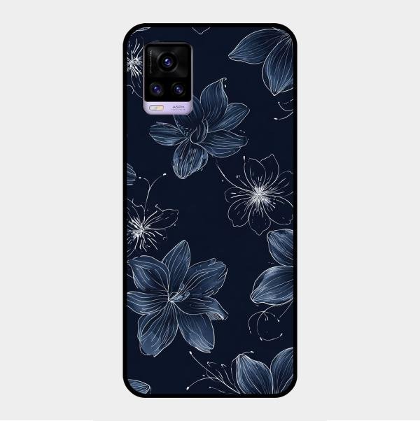 Blue Blossom Kindle Glass Phone Cover For Vivo V20