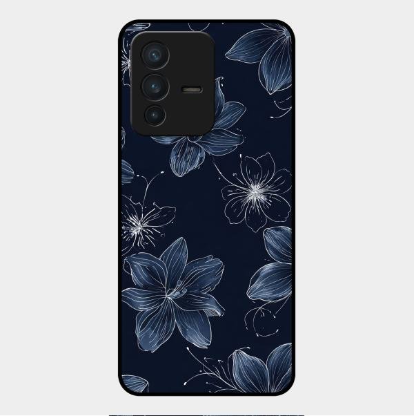 Blue Blossom Kindle Glass Phone Cover For Vivo V23 5G