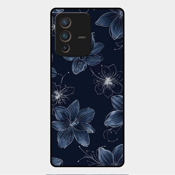 Blue Blossom Kindle Glass Phone Cover For Vivo V23 Pro 5G