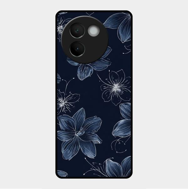 Blue Blossom Kindle Glass Phone Cover For Vivo V30E 5G