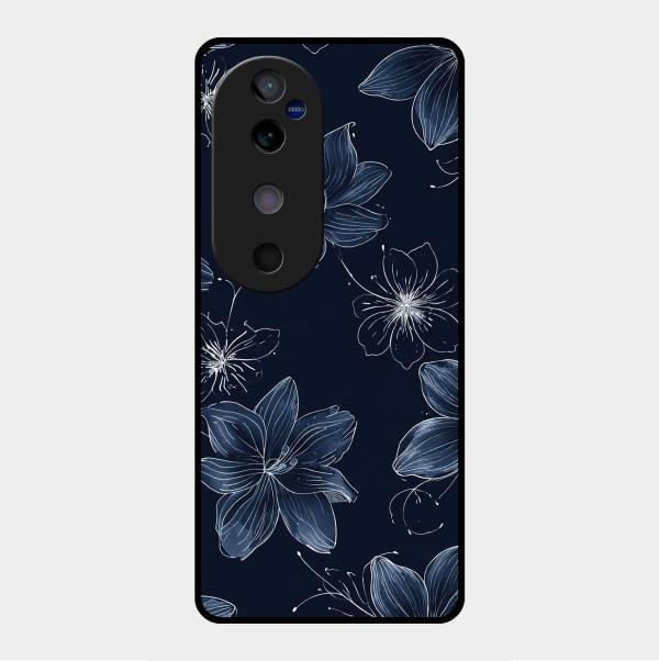Blue Blossom Kindle Glass Phone Cover For Vivo V40 5G