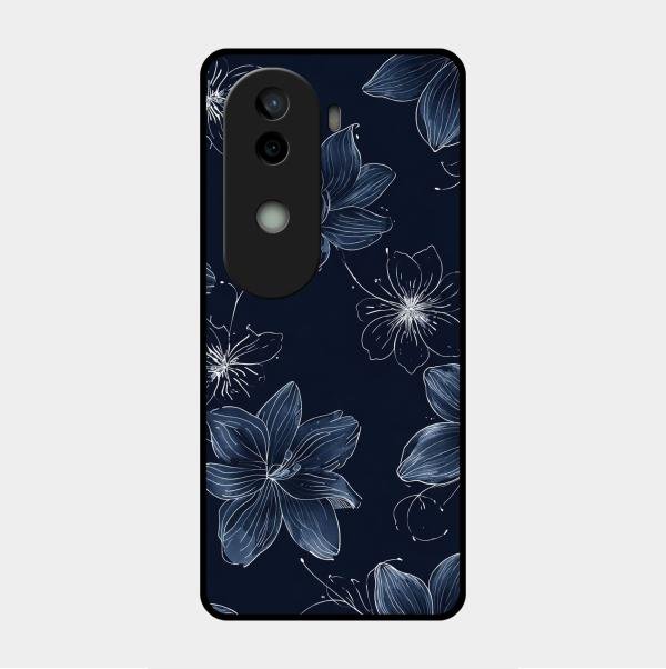 Blue Blossom Kindle Glass Phone Cover For Vivo V40E 5G