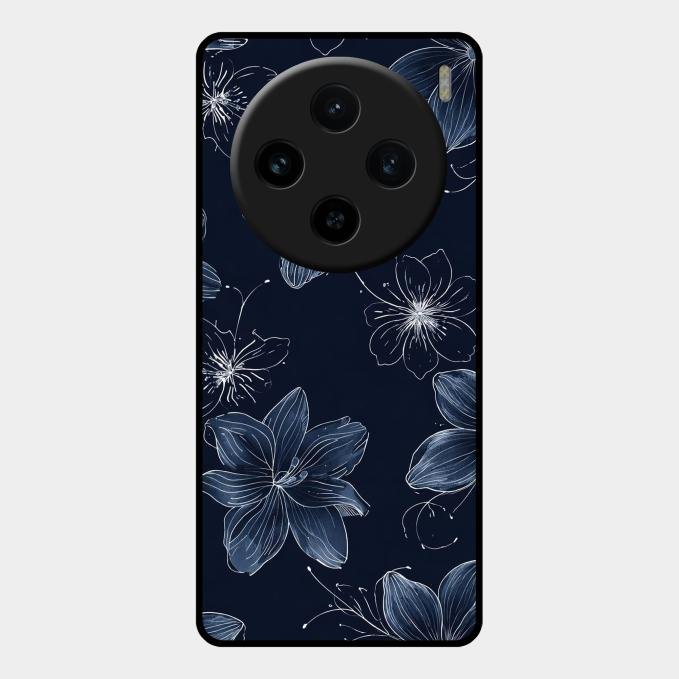 Blue Blossom Kindle Glass Phone Cover For Vivo X100 5G