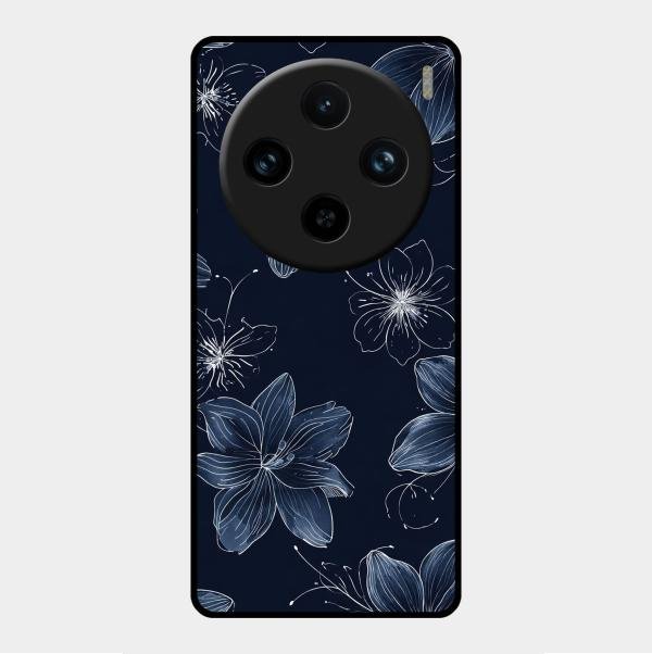 Blue Blossom Kindle Glass Phone Cover For Vivo X100 Pro 5G