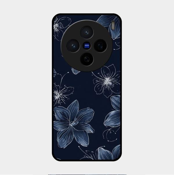 Blue Blossom Kindle Glass Phone Cover For Vivo X200 5G
