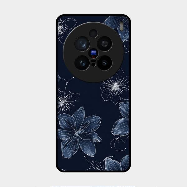 Blue Blossom Kindle Glass Phone Cover For Vivo X200 Pro 5G