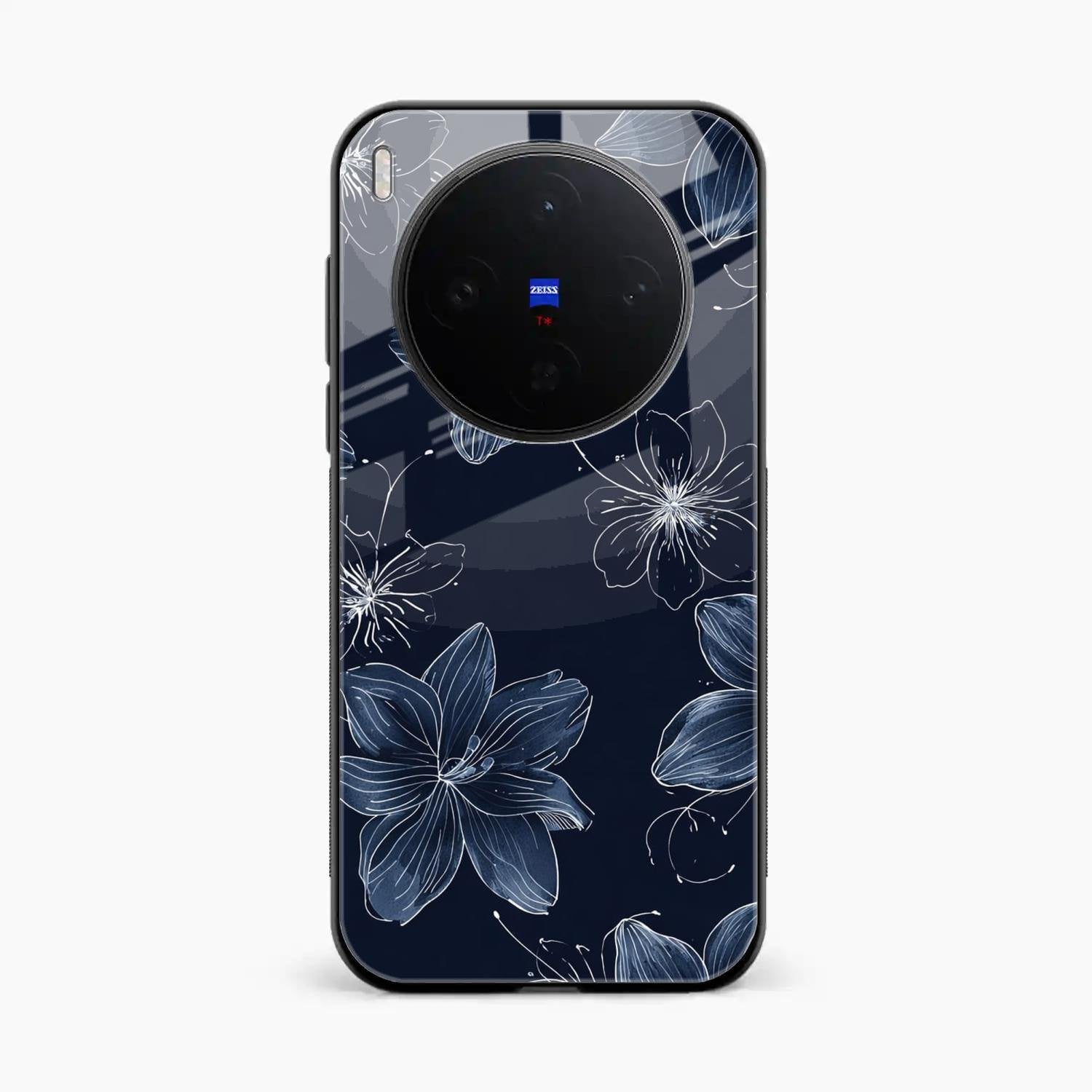 Blue Blossom Kindle Glass Phone Cover For Vivo X300 5G