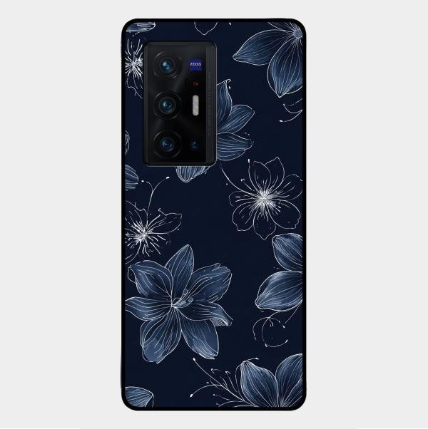 Blue Blossom Kindle Glass Phone Cover For Vivo X70 Pro Plus 5G