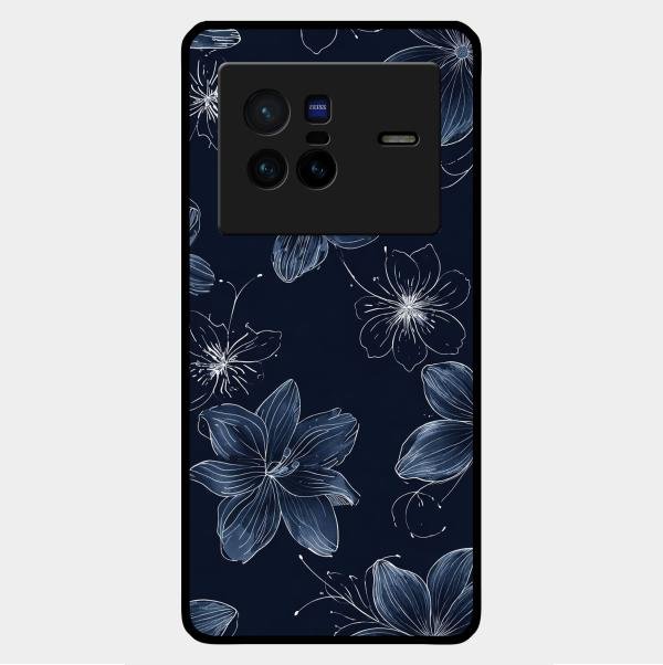 Blue Blossom Kindle Glass Phone Cover For Vivo X80 5G