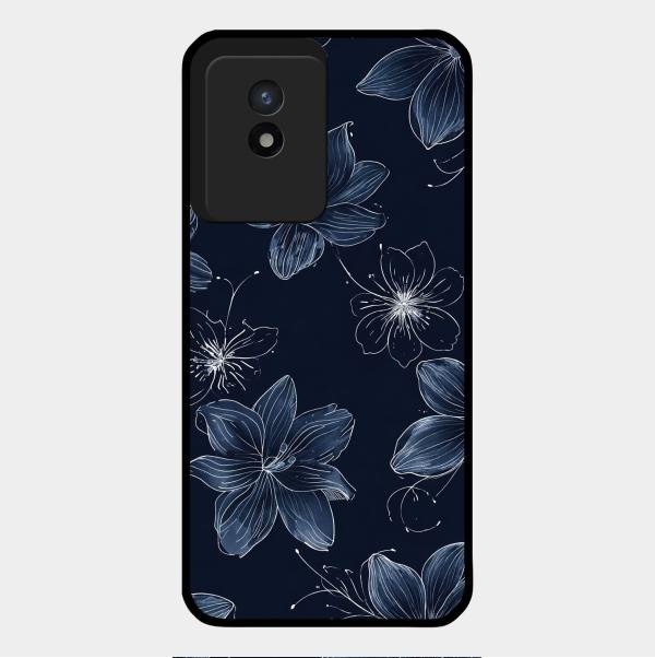 Blue Blossom Kindle Glass Phone Cover For Vivo Y02T