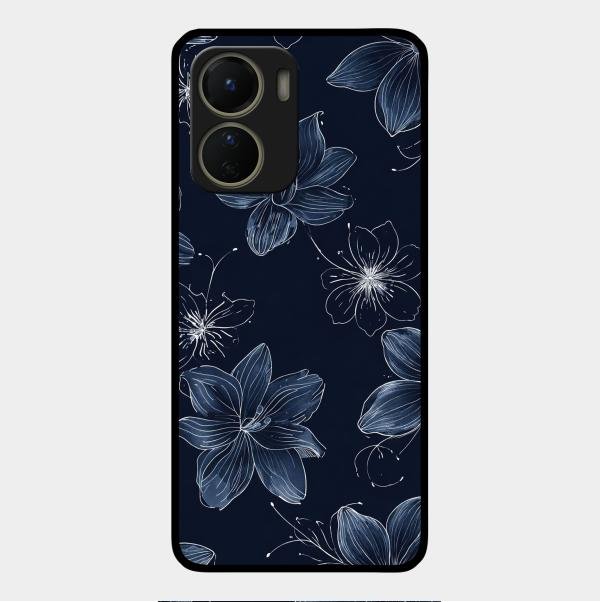 Blue Blossom Kindle Glass Phone Cover For Vivo Y16