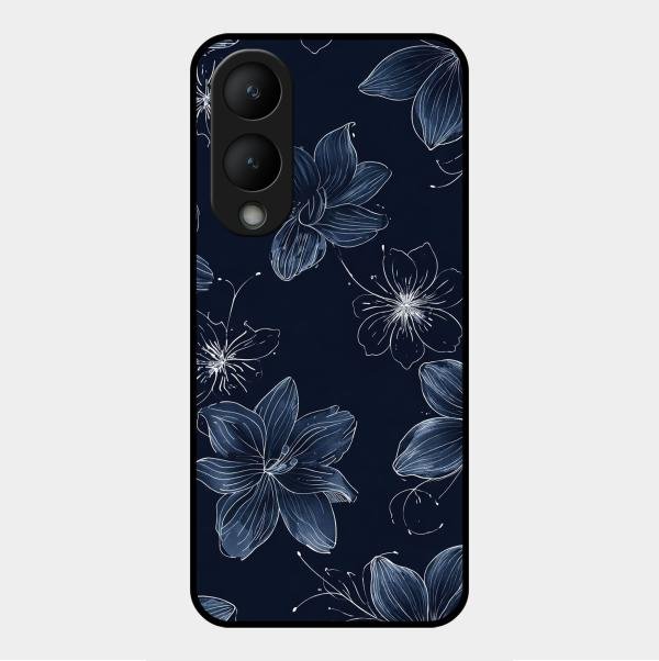 Blue Blossom Kindle Glass Phone Cover For Vivo Y17S