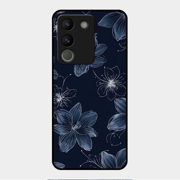 Blue Blossom Kindle Glass Phone Cover For Vivo Y200 5G