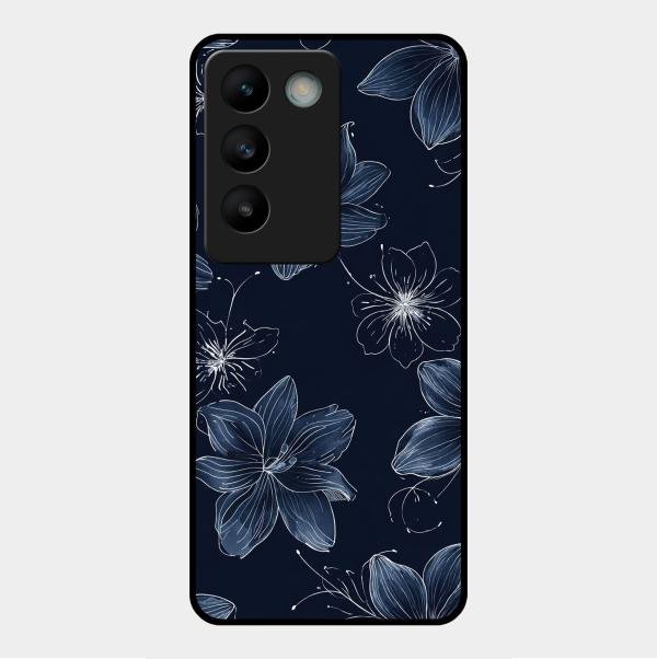Blue Blossom Kindle Glass Phone Cover For Vivo Y200E 5G