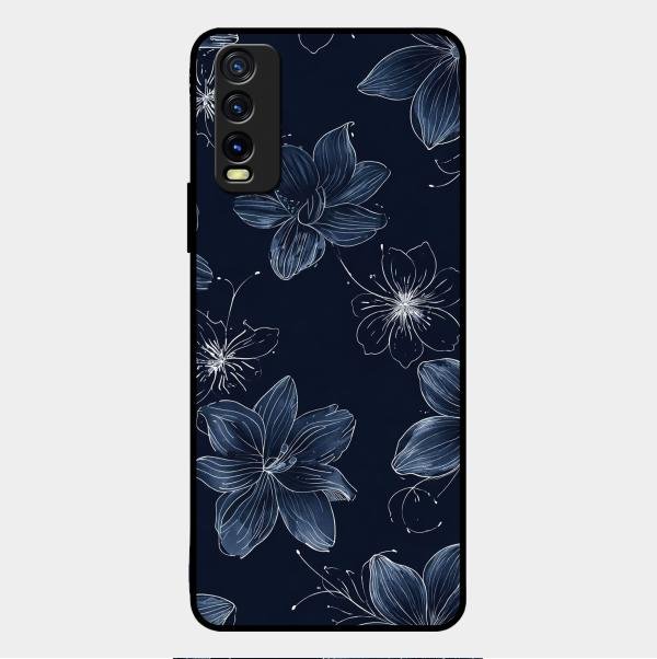 Blue Blossom Kindle Glass Phone Cover For Vivo Y20T