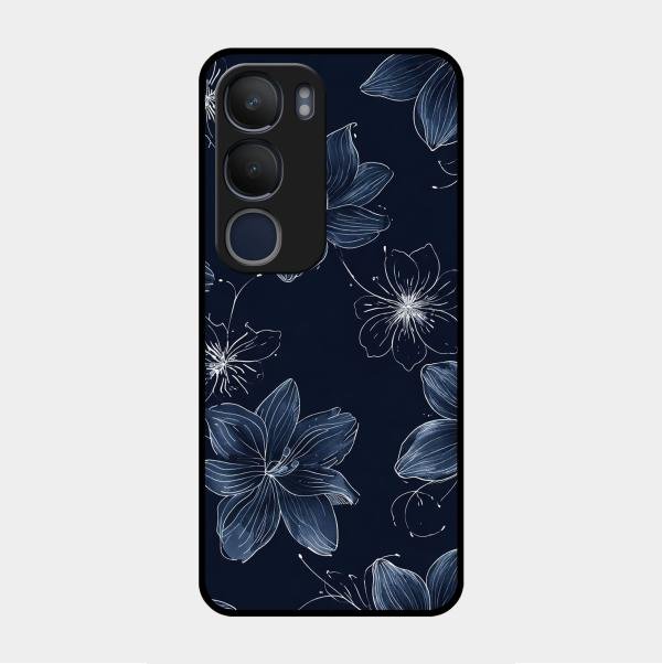 Blue Blossom Kindle Glass Phone Cover For Vivo Y29 5G