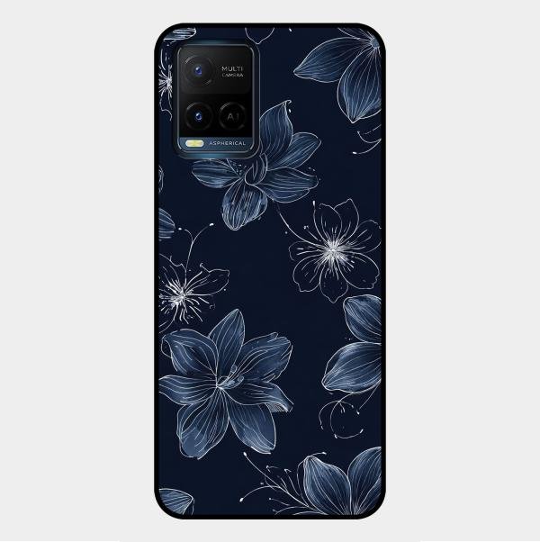 Blue Blossom Kindle Glass Phone Cover For Vivo Y33T