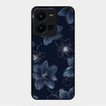 Blue Blossom Kindle Glass Phone Cover For Vivo Y35