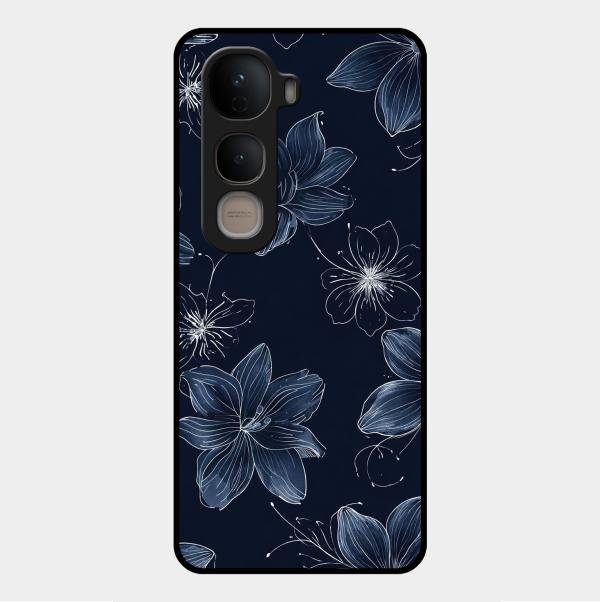 Blue Blossom Kindle Glass Phone Cover For Vivo Y400 5G
